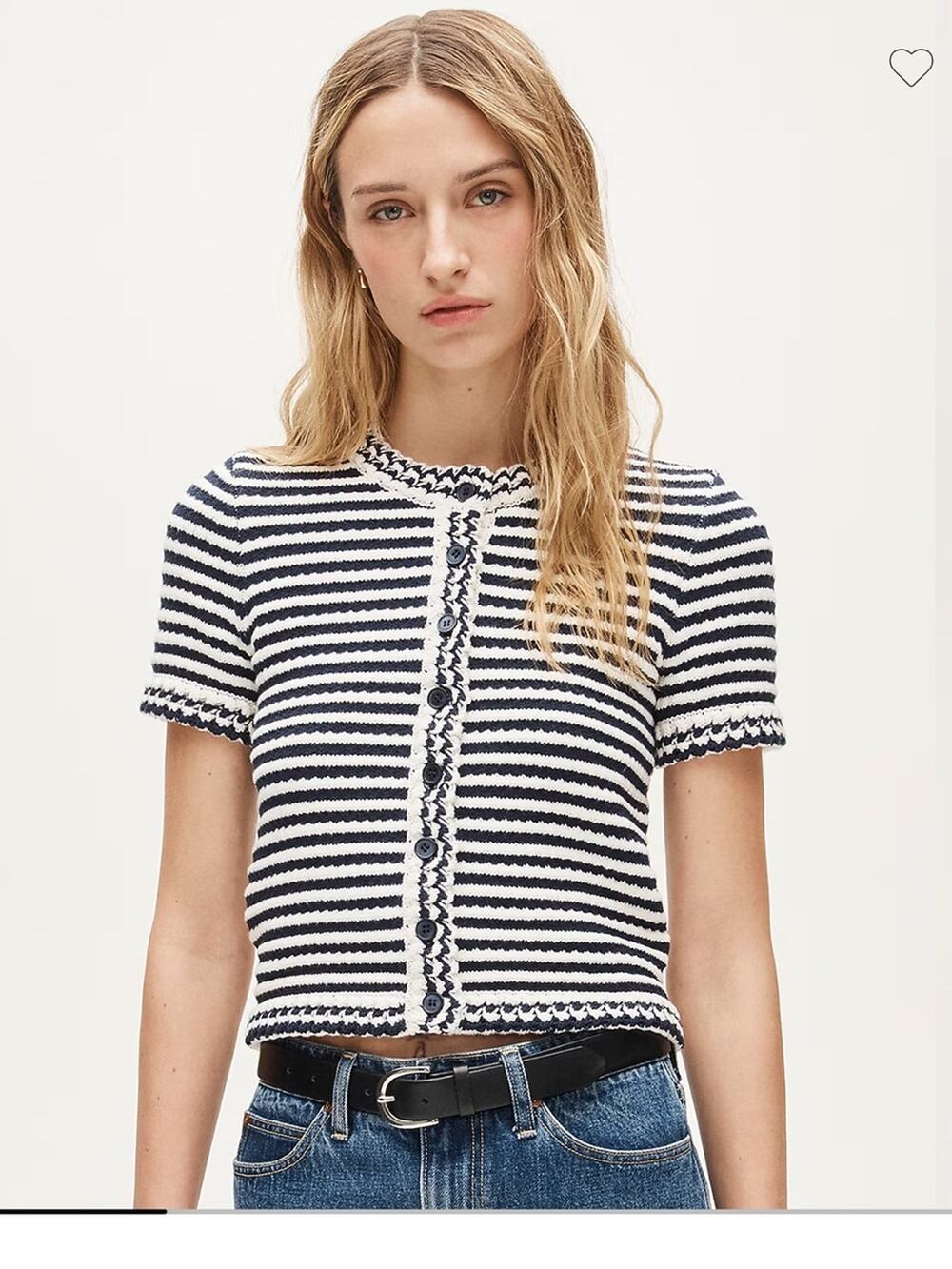J.Crew Crochet short-sleeve cardigan in stripe
